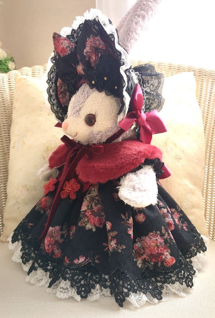 【りかさま専用　バラ柄アンティークレースボンネットドレス】