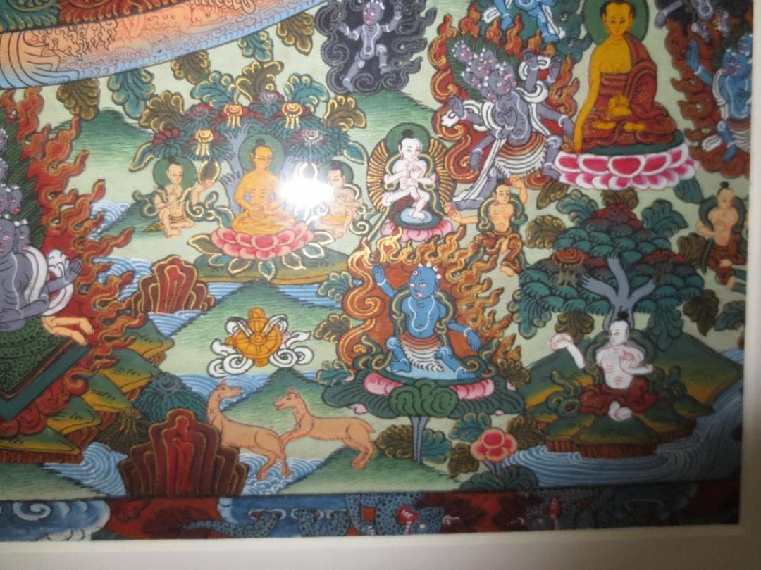 【チベット密教・綿布仏画・仏教美術・仏教絵画】手書き/手描き