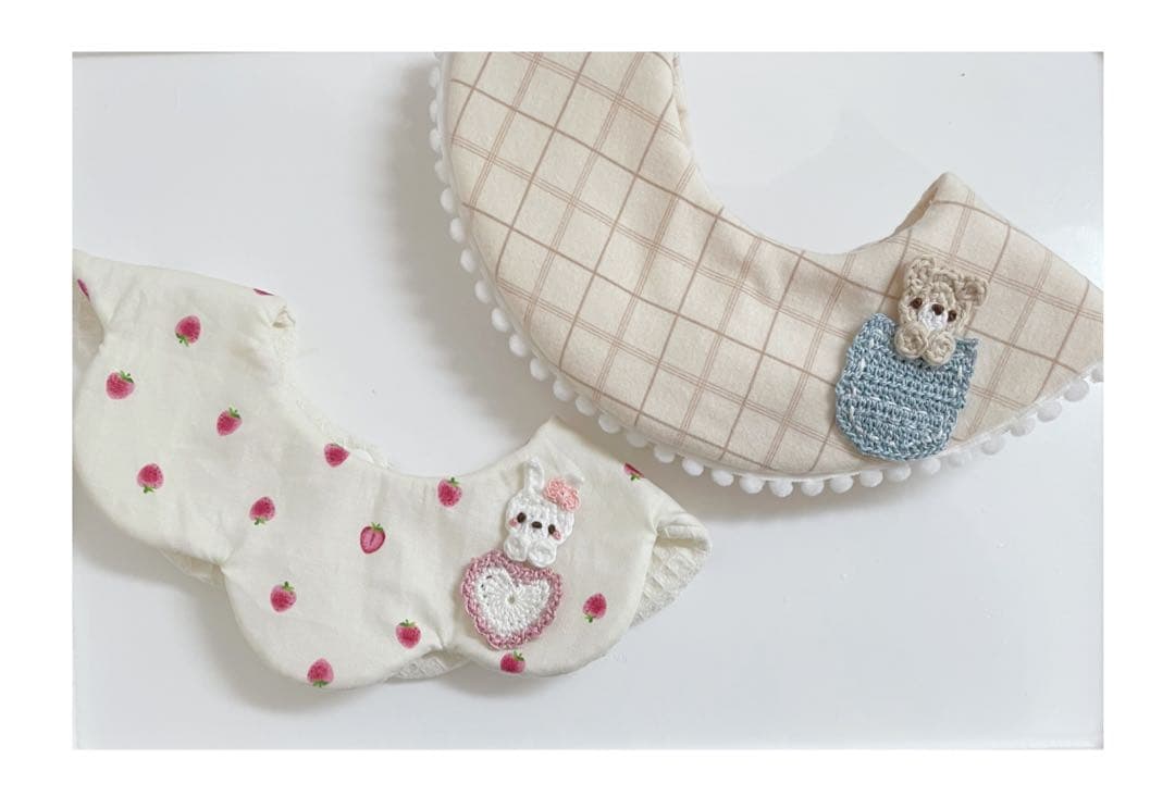 ハンドメイドスタイ　ポケット　くまちゃん　うさちゃん