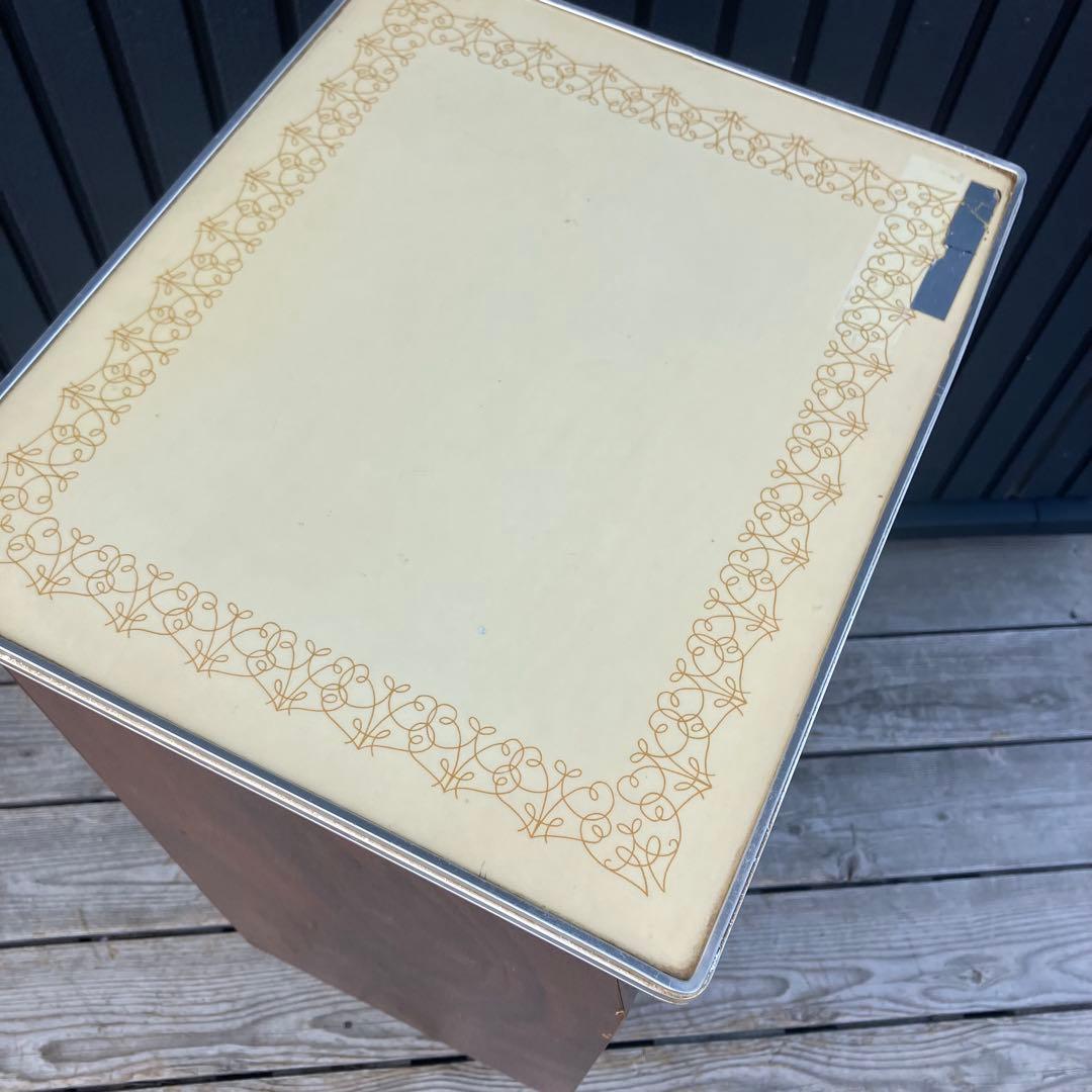 昭和レトロ 木製コンソールテーブル コールキャビネット レザー張り 電話台