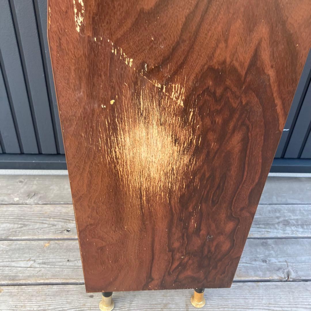 昭和レトロ 木製コンソールテーブル コールキャビネット レザー張り 電話台