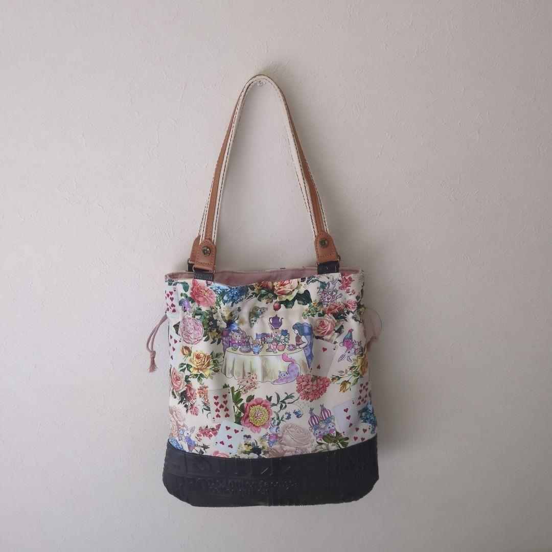 大きめ巾着トートバック　ジョリーフルール