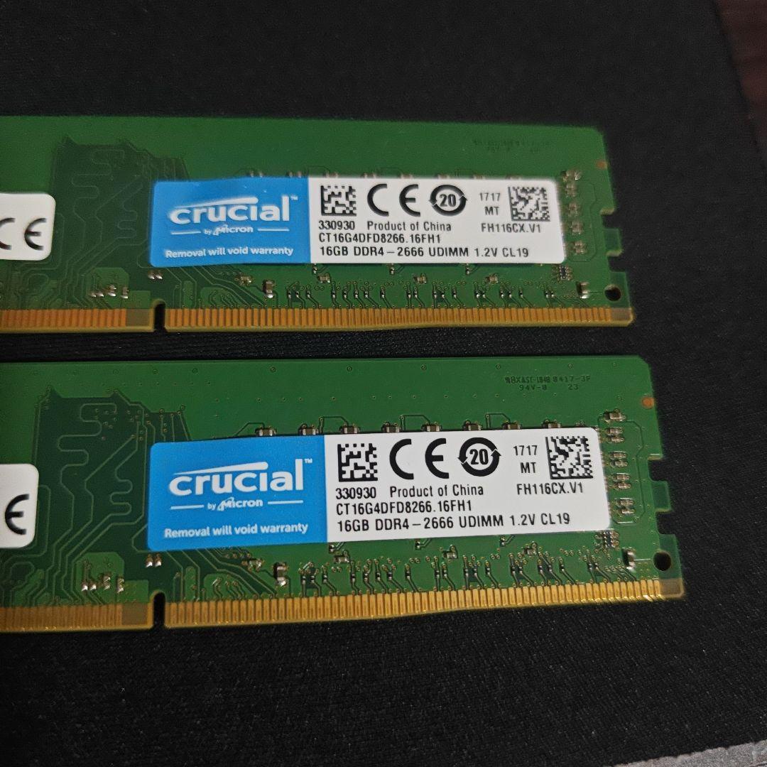 は*C様 Crucial 16GB DDR4 2666MHz メモリ