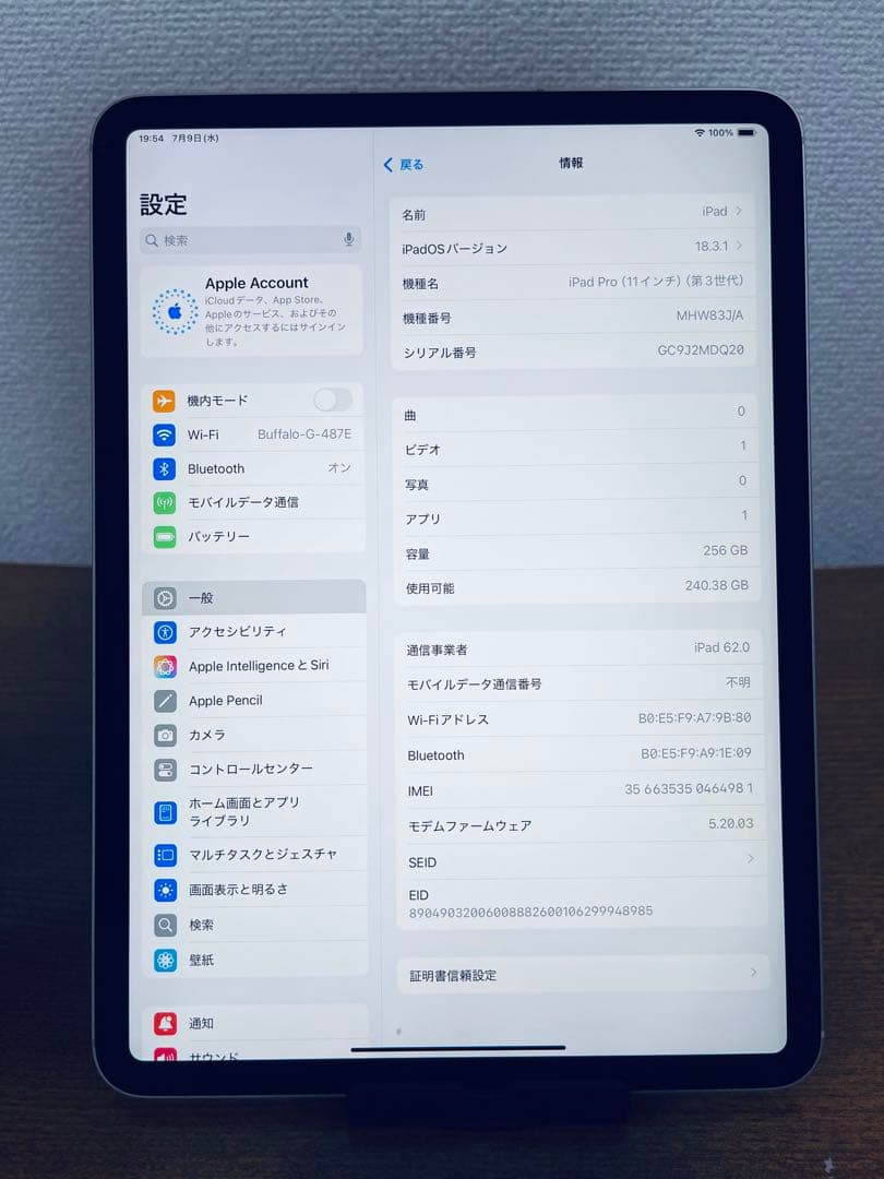 iPad Pro 11インチ (第3世代) 256GB セルラーモデル