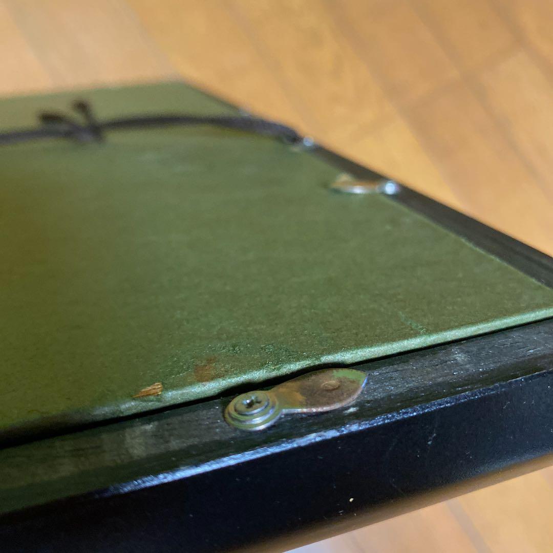 アンティーク　仏教　水彩画　38x42 木製