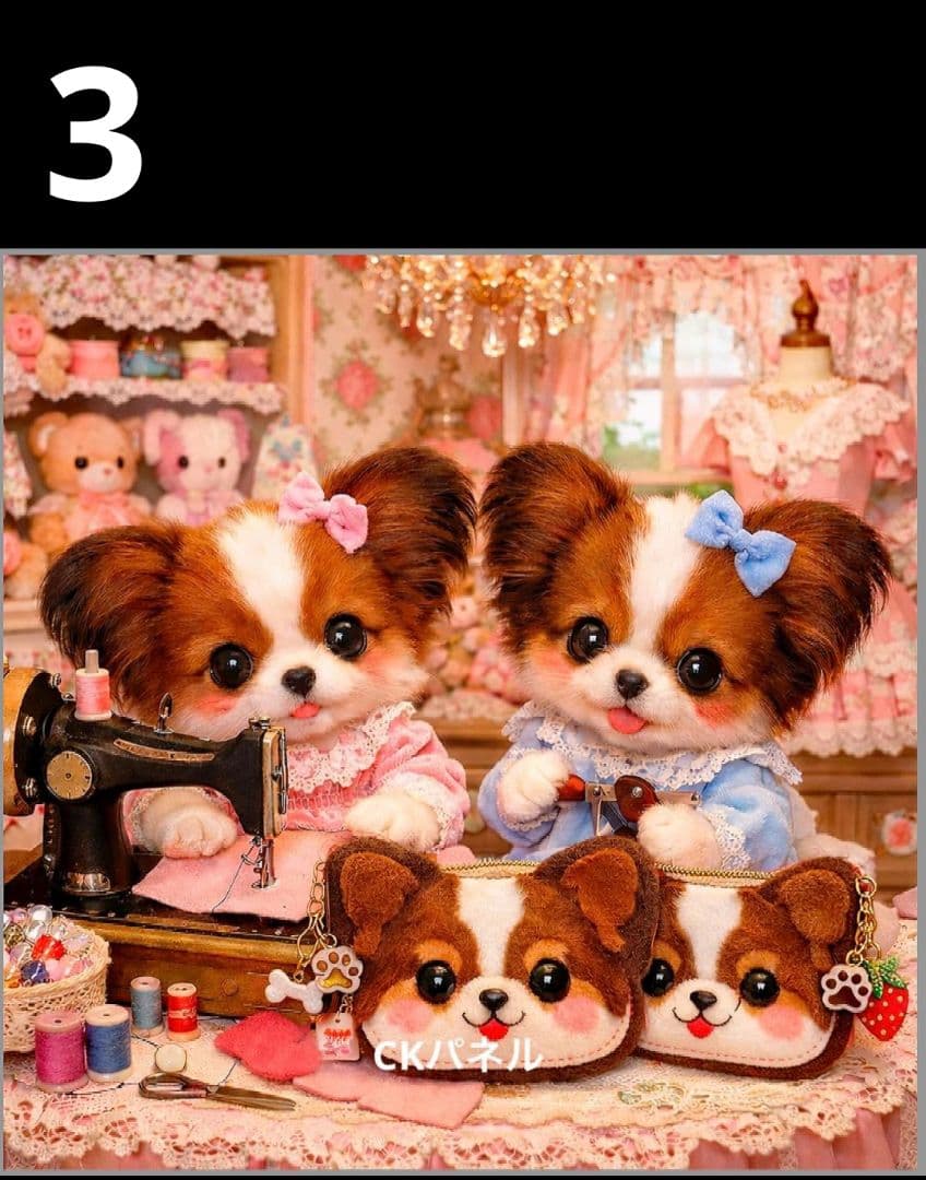 オーダーページ　ハンカチ　490 ミシンわんこ柄　ハンドメイド2/5