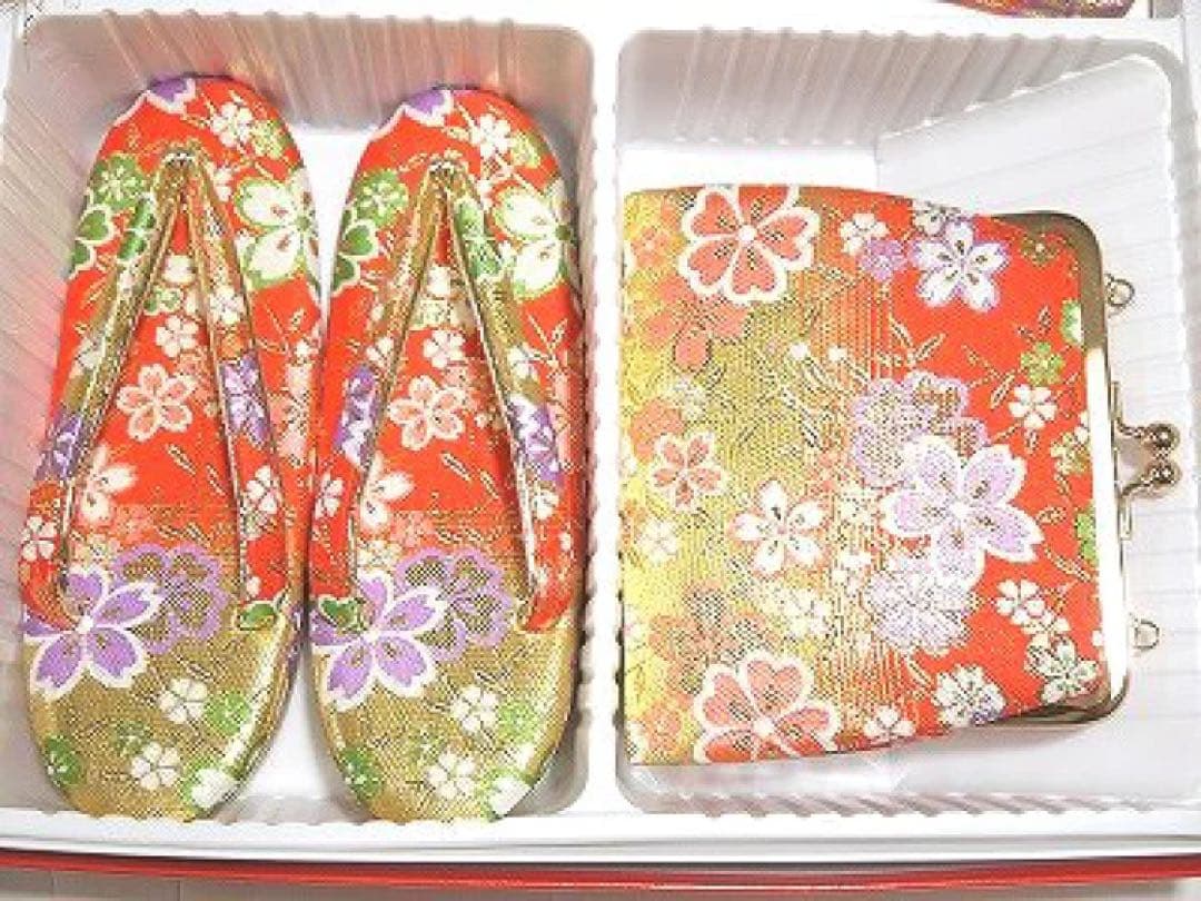 はこせこセット 七五三お祝い用 女児用 箱迫 はこせこ 7R 金襴 赤地 桜