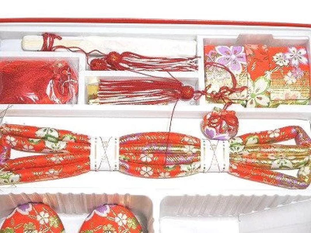 はこせこセット 七五三お祝い用 女児用 箱迫 はこせこ 7R 金襴 赤地 桜