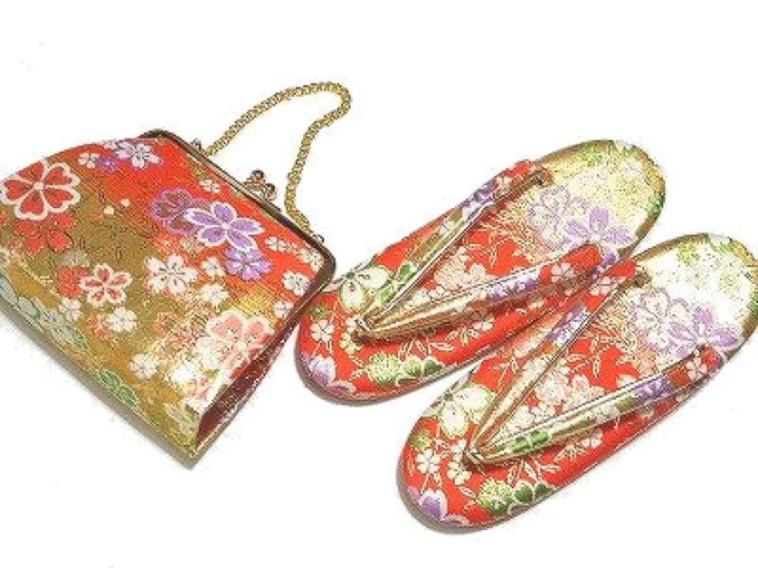 はこせこセット 七五三お祝い用 女児用 箱迫 はこせこ 7R 金襴 赤地 桜