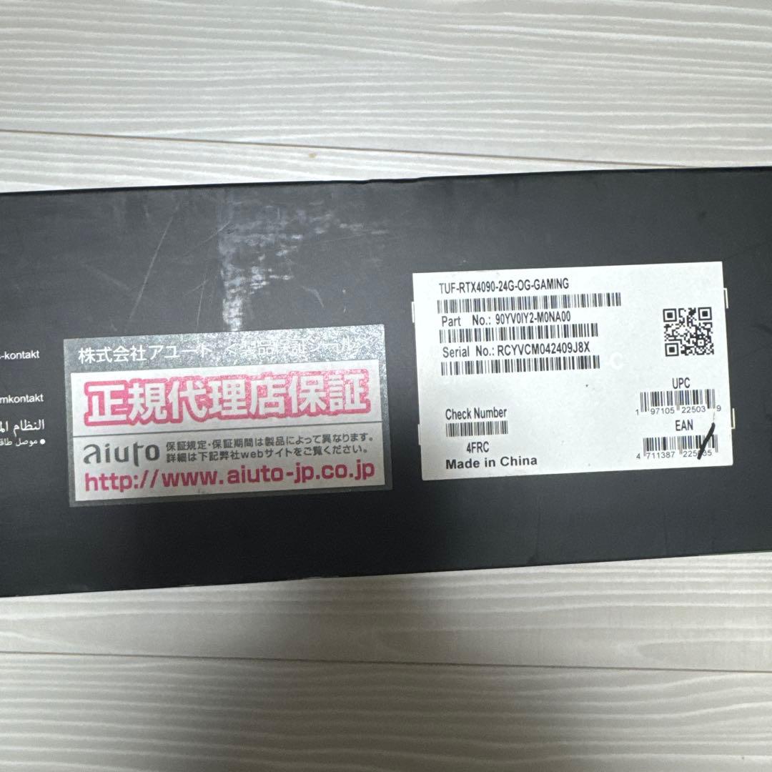 元箱あり ASUS TUF RTX4090 動作可 不具合あり ジャンク扱い