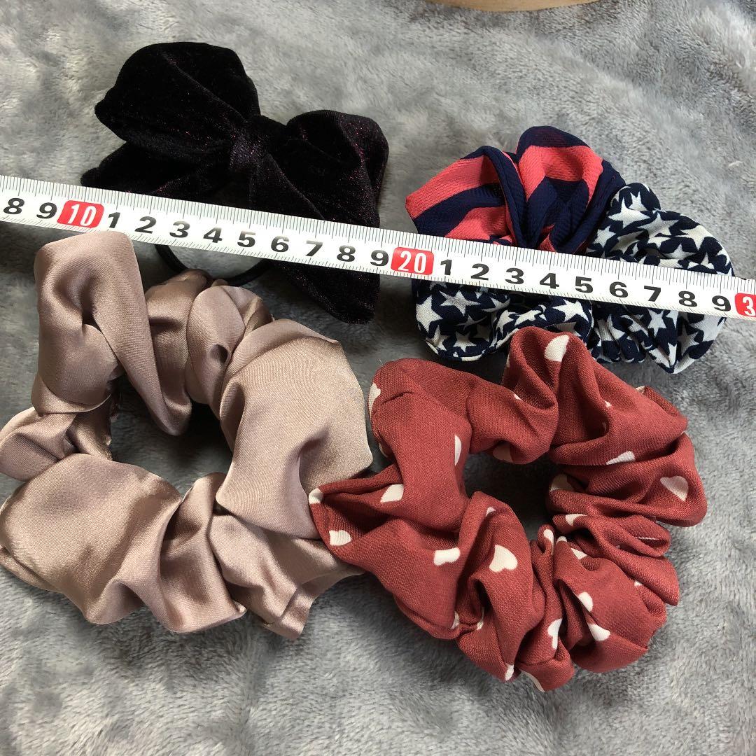 4点セット△▲セール8サテンシュシュ+リボンヘアゴム4点セットお買い得