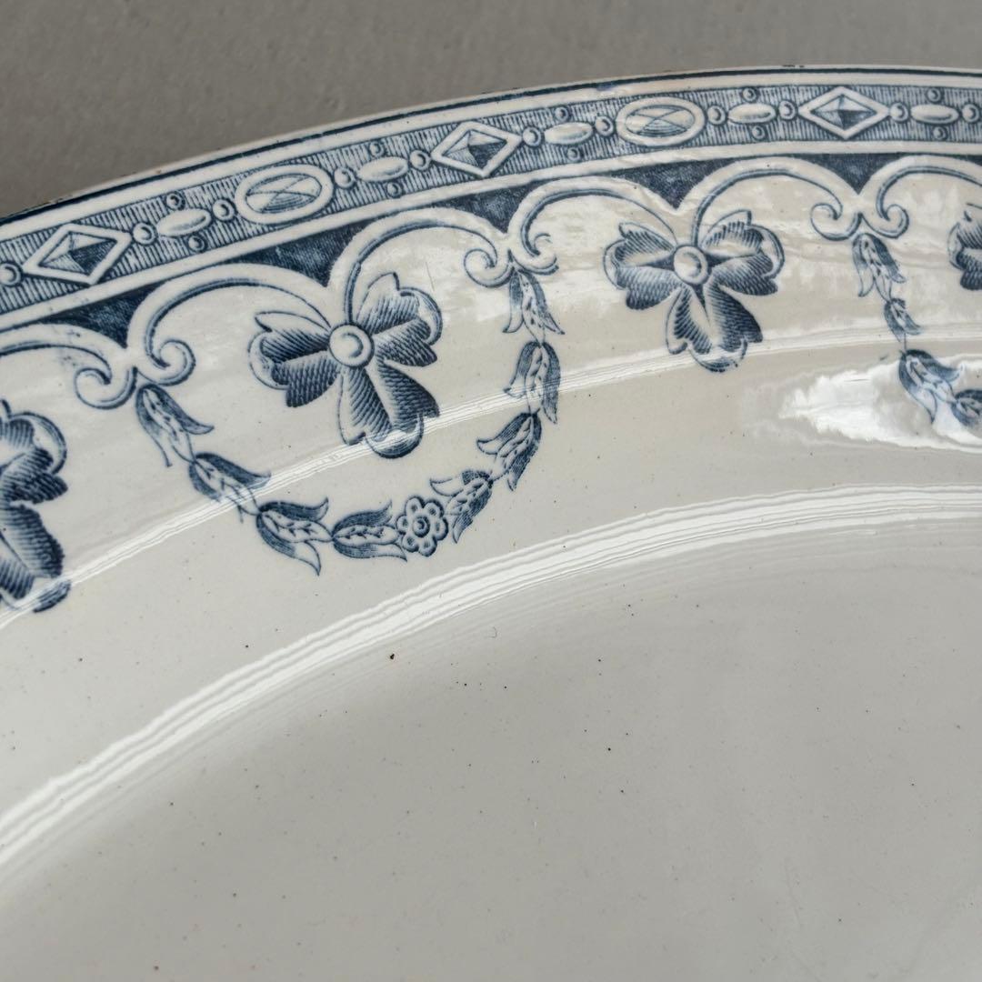 美品 フランスアンティーク サンタマン 宝石ようなガーランドが美しいオーバル大皿