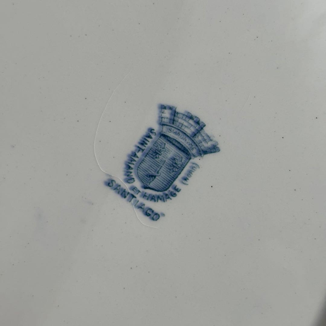 美品 フランスアンティーク サンタマン 宝石ようなガーランドが美しいオーバル大皿