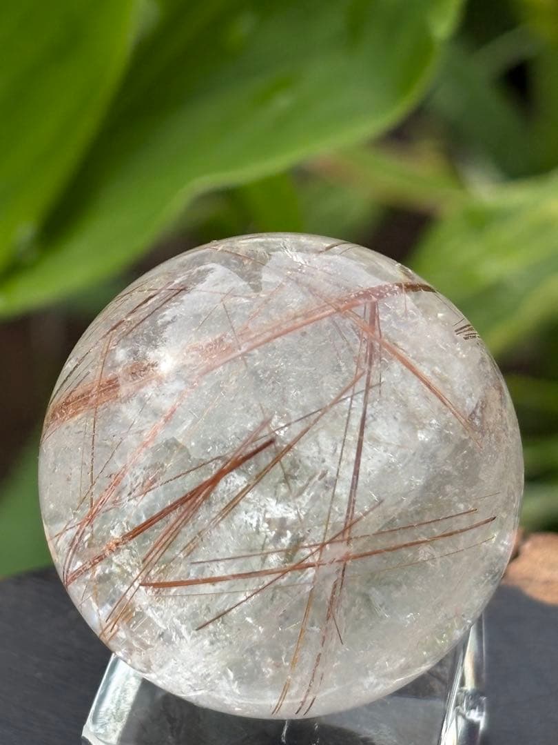 ❗️特価　❤️ 金運アップ ✳虹入り　透明感良く　レッド　ルチルクォーツ 玉②