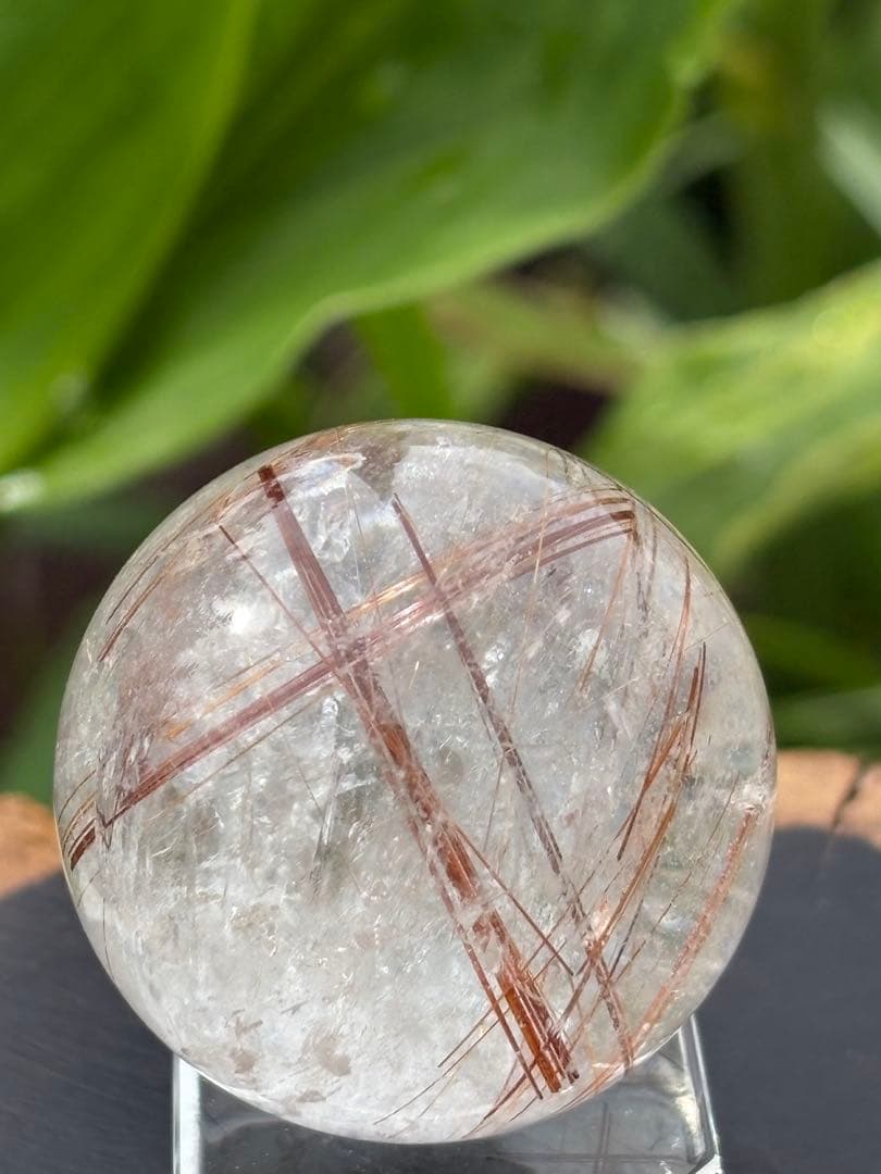 ❗️特価　❤️ 金運アップ ✳虹入り　透明感良く　レッド　ルチルクォーツ 玉②