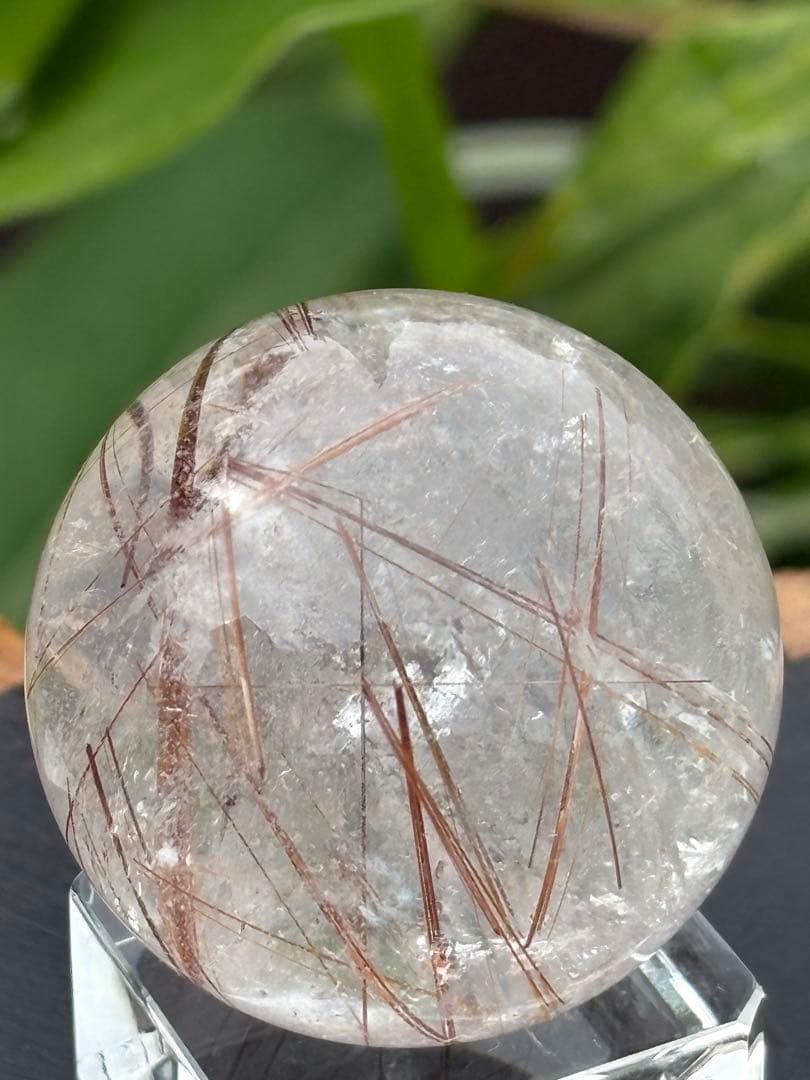 ❗️特価　❤️ 金運アップ ✳虹入り　透明感良く　レッド　ルチルクォーツ 玉②