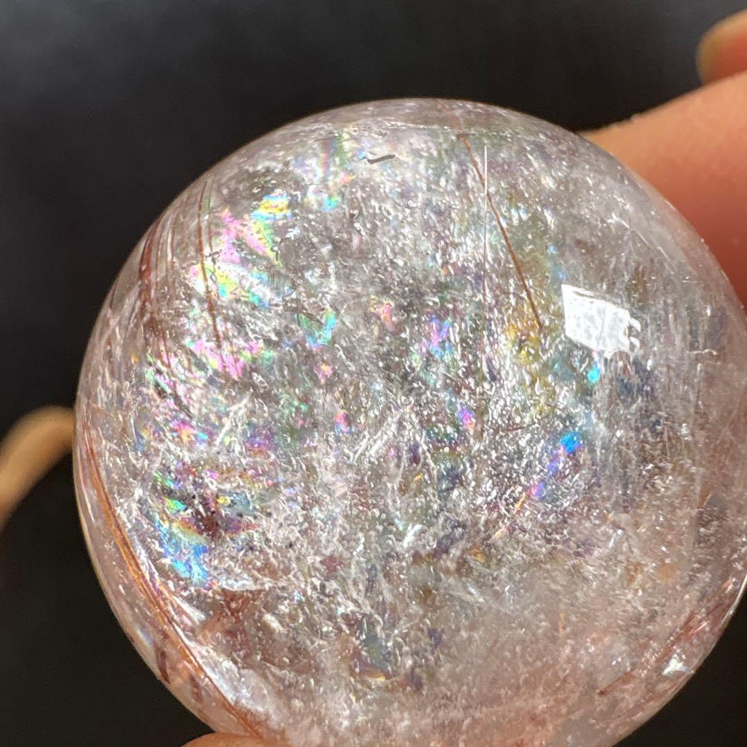 ❗️特価　❤️ 金運アップ ✳虹入り　透明感良く　レッド　ルチルクォーツ 玉②