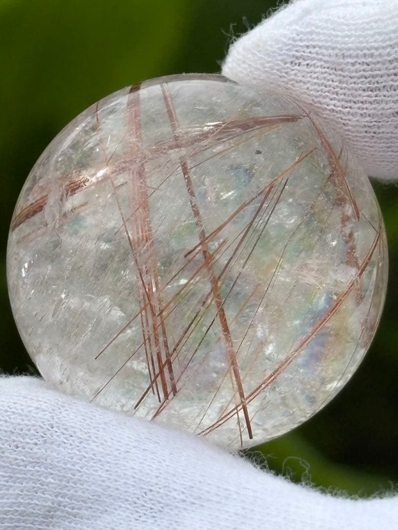 ❗️特価　❤️ 金運アップ ✳虹入り　透明感良く　レッド　ルチルクォーツ 玉②