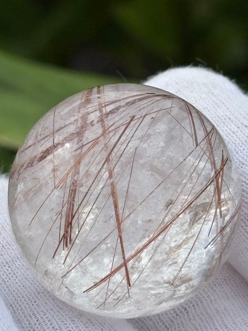 ❗️特価　❤️ 金運アップ ✳虹入り　透明感良く　レッド　ルチルクォーツ 玉②