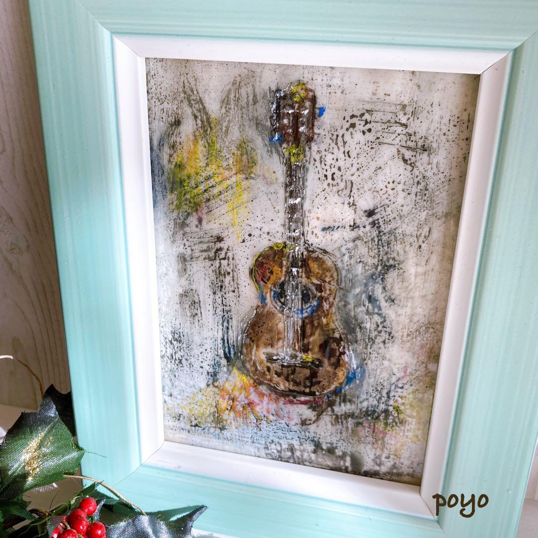 『classical guitar』蜜蝋画　イラスト　インテリア　絵画　ギター