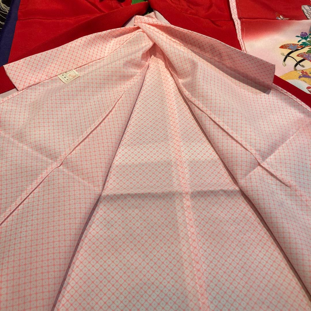 【新品】正絹　七五三用赤色花柄着物