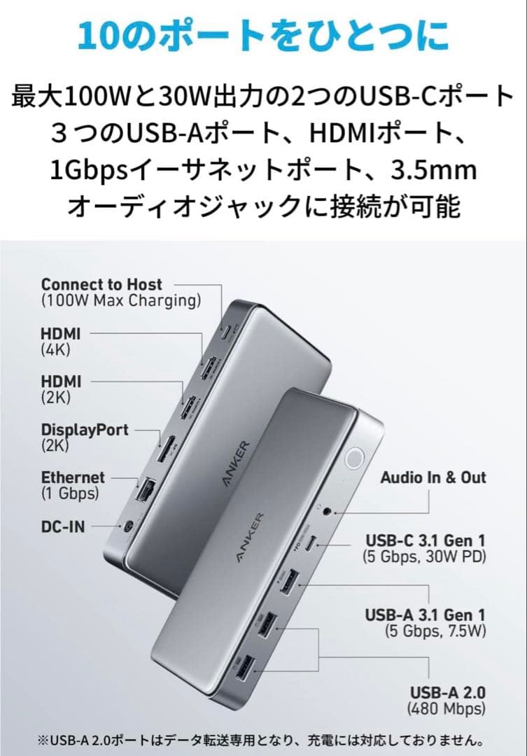 Anker 563 USB-C ドッキングステーション (10-in-1)