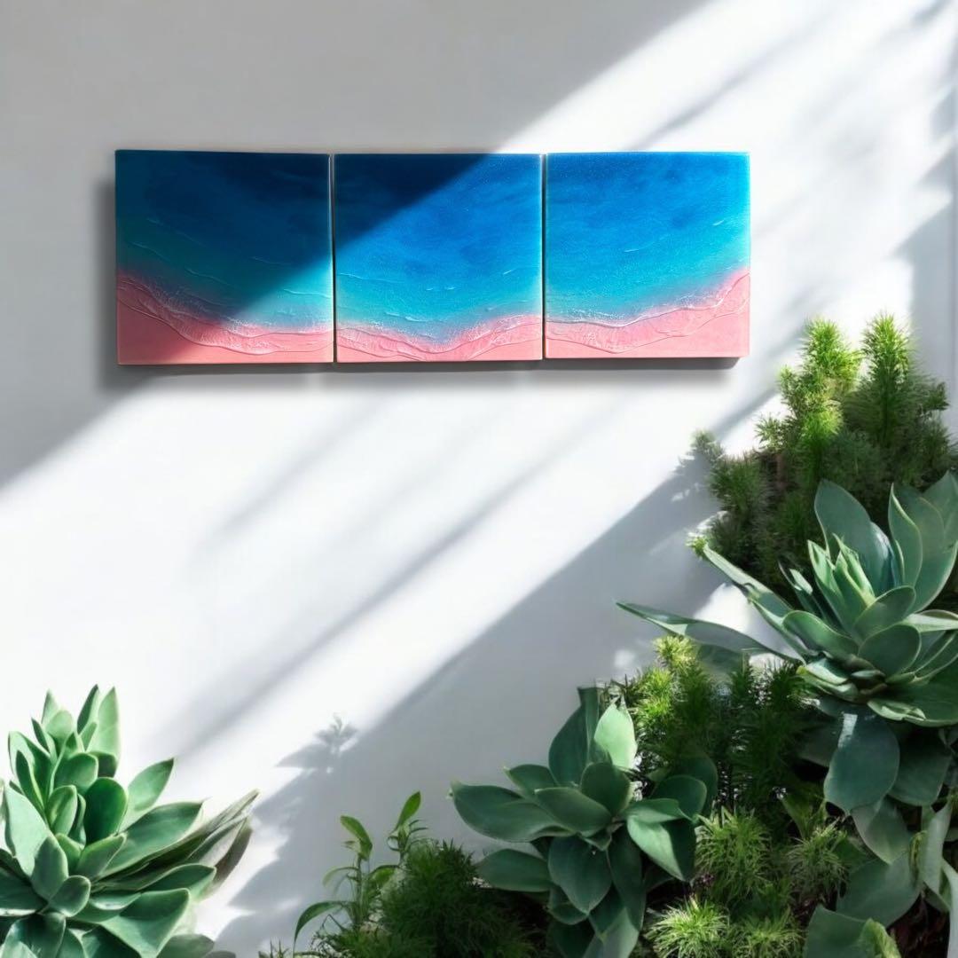 SAKURA SHORE（24cm正方形・海レジンアート）