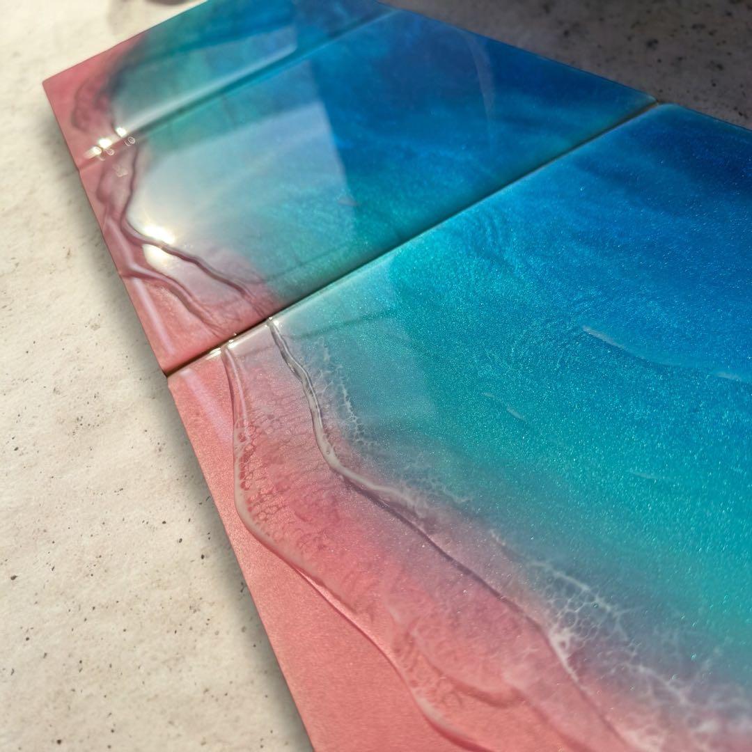 SAKURA SHORE（24cm正方形・海レジンアート）