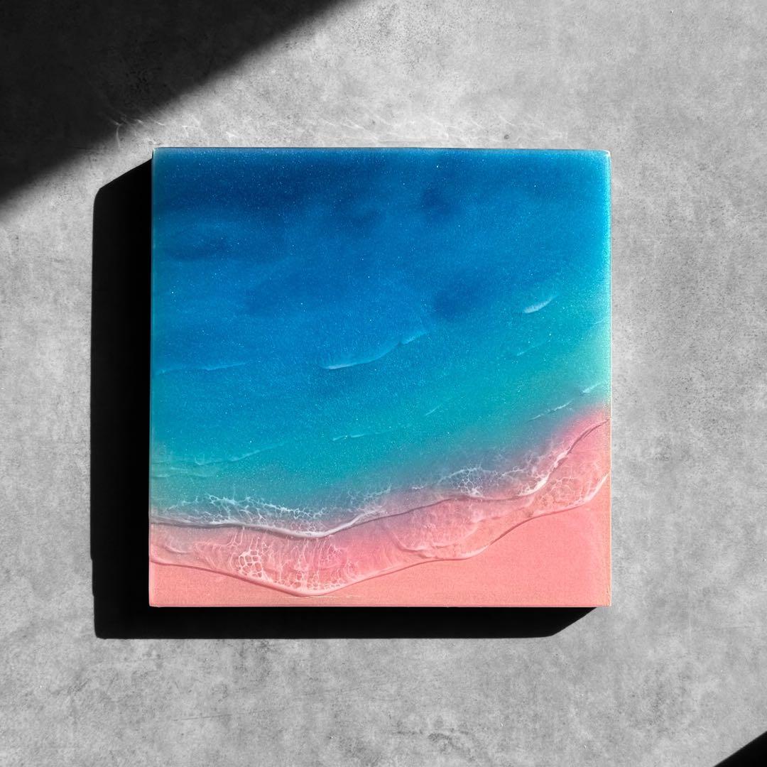 SAKURA SHORE（24cm正方形・海レジンアート）
