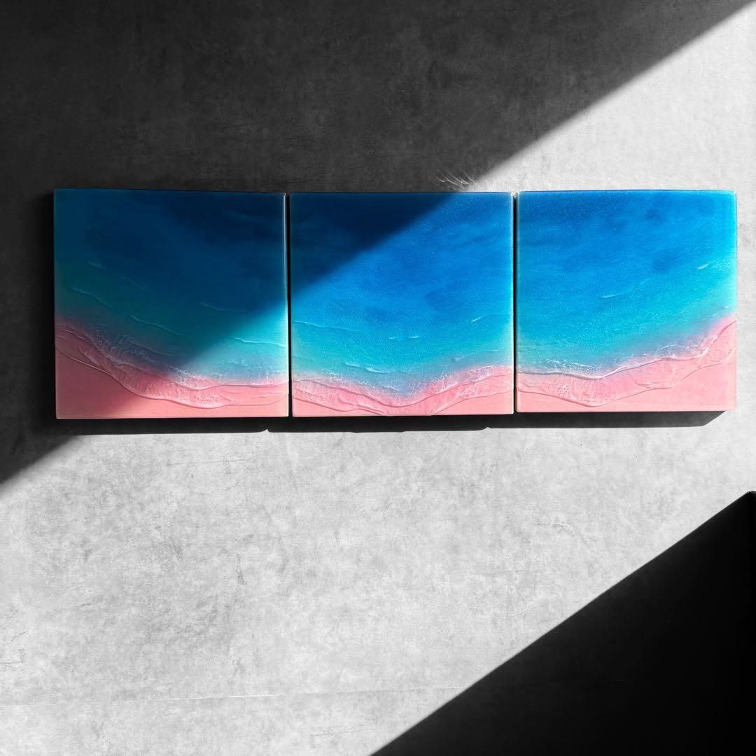 SAKURA SHORE（24cm正方形・海レジンアート）