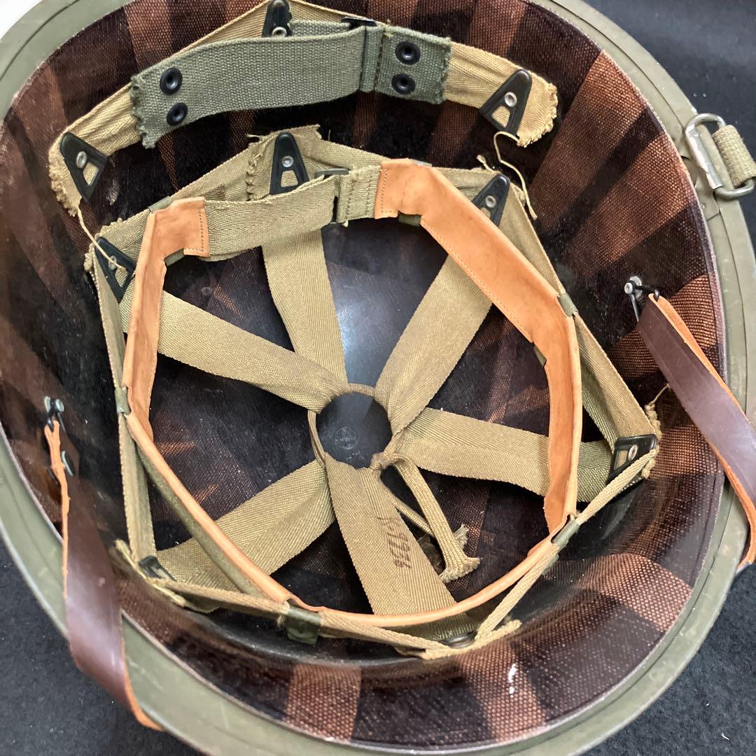 H*Q様 米軍 実物 二次戦 ナム戦 空挺M1ヘルメット シェル ライナー デッ