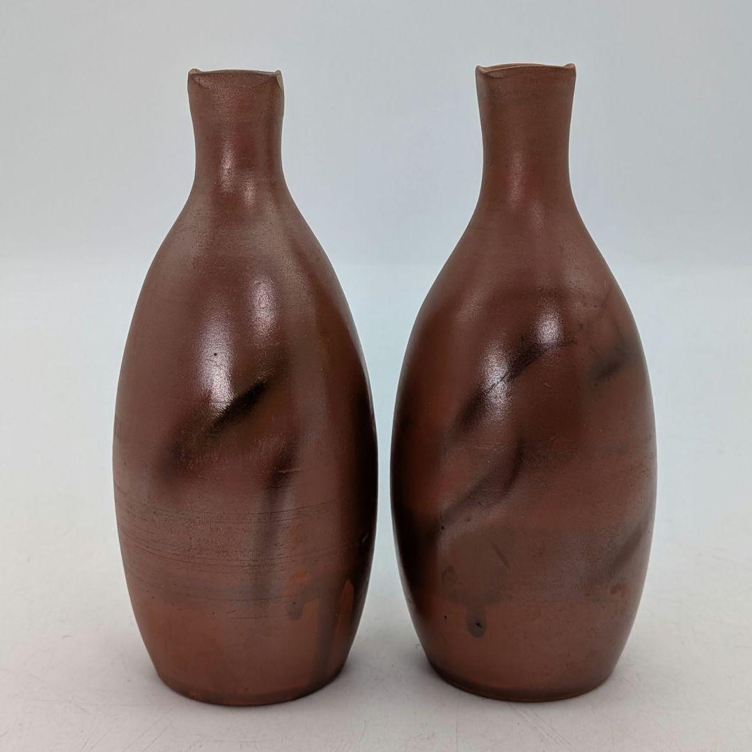 明治大正期 備前森製 備前焼 酒壷（徳利&ぐい呑二対） 共箱 森合名会社 酒器