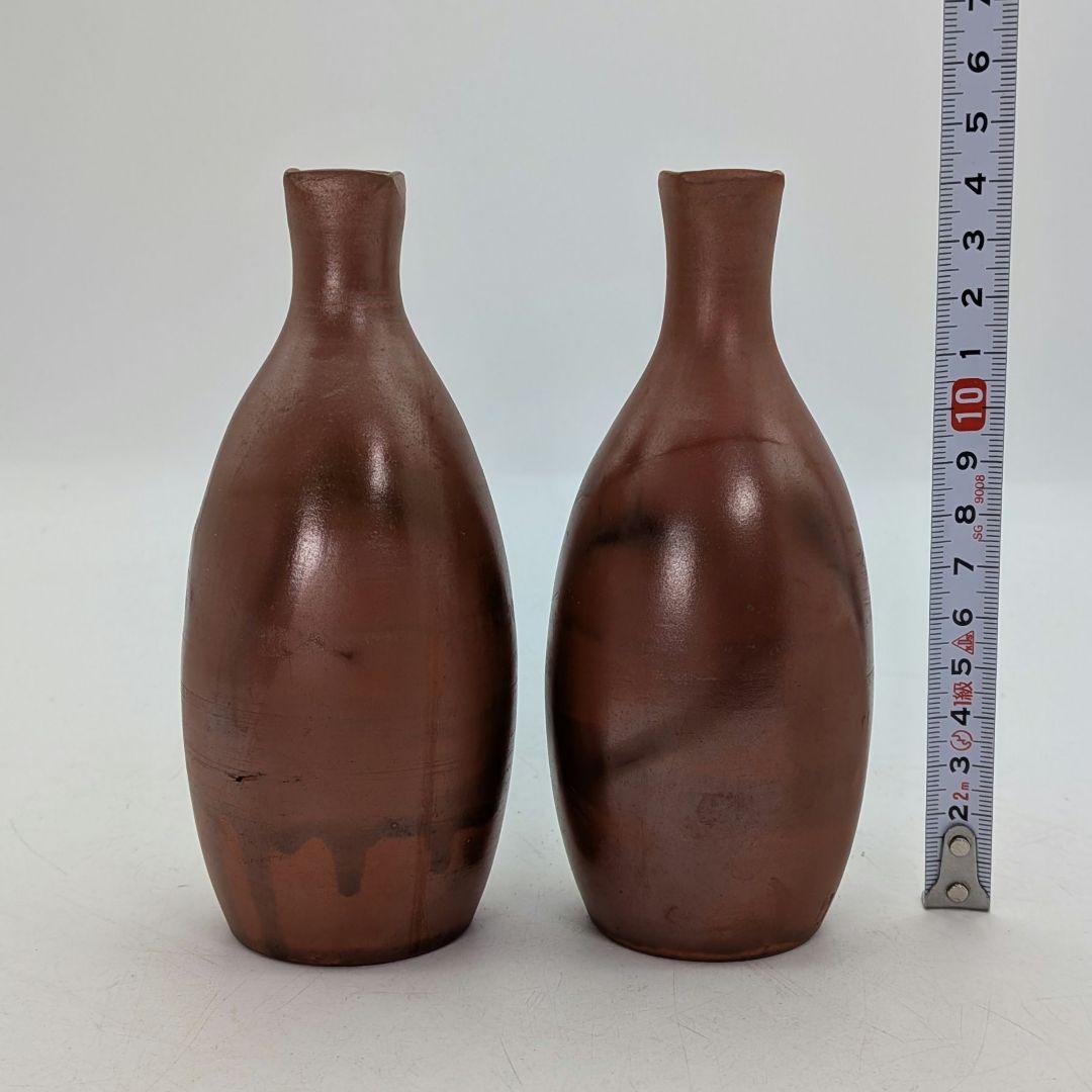 明治大正期 備前森製 備前焼 酒壷（徳利&ぐい呑二対） 共箱 森合名会社 酒器