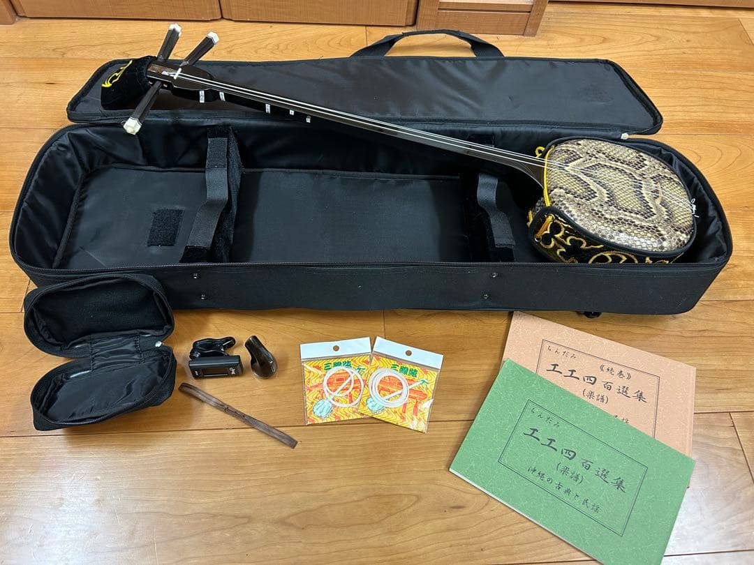 三線本体 ヘビ革　初心者セット