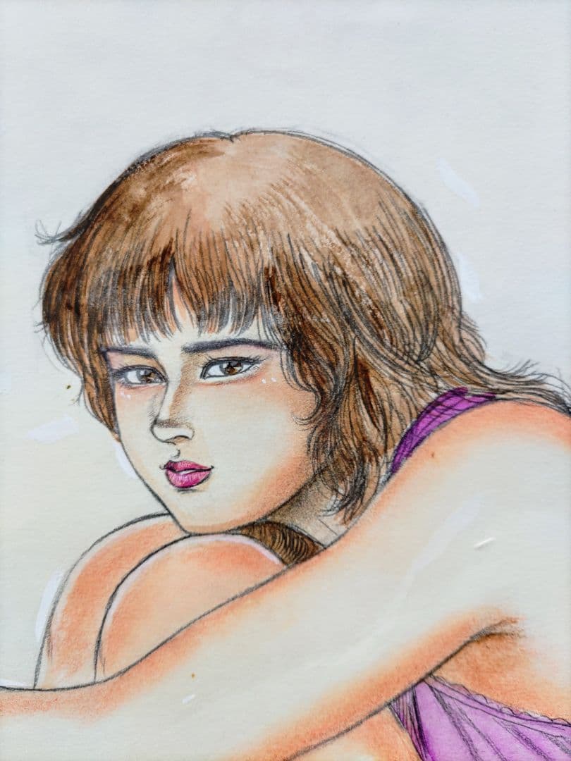 三条友美 直筆カラー原画 少女菜美 第2部第3巻の裏表紙原稿　真作