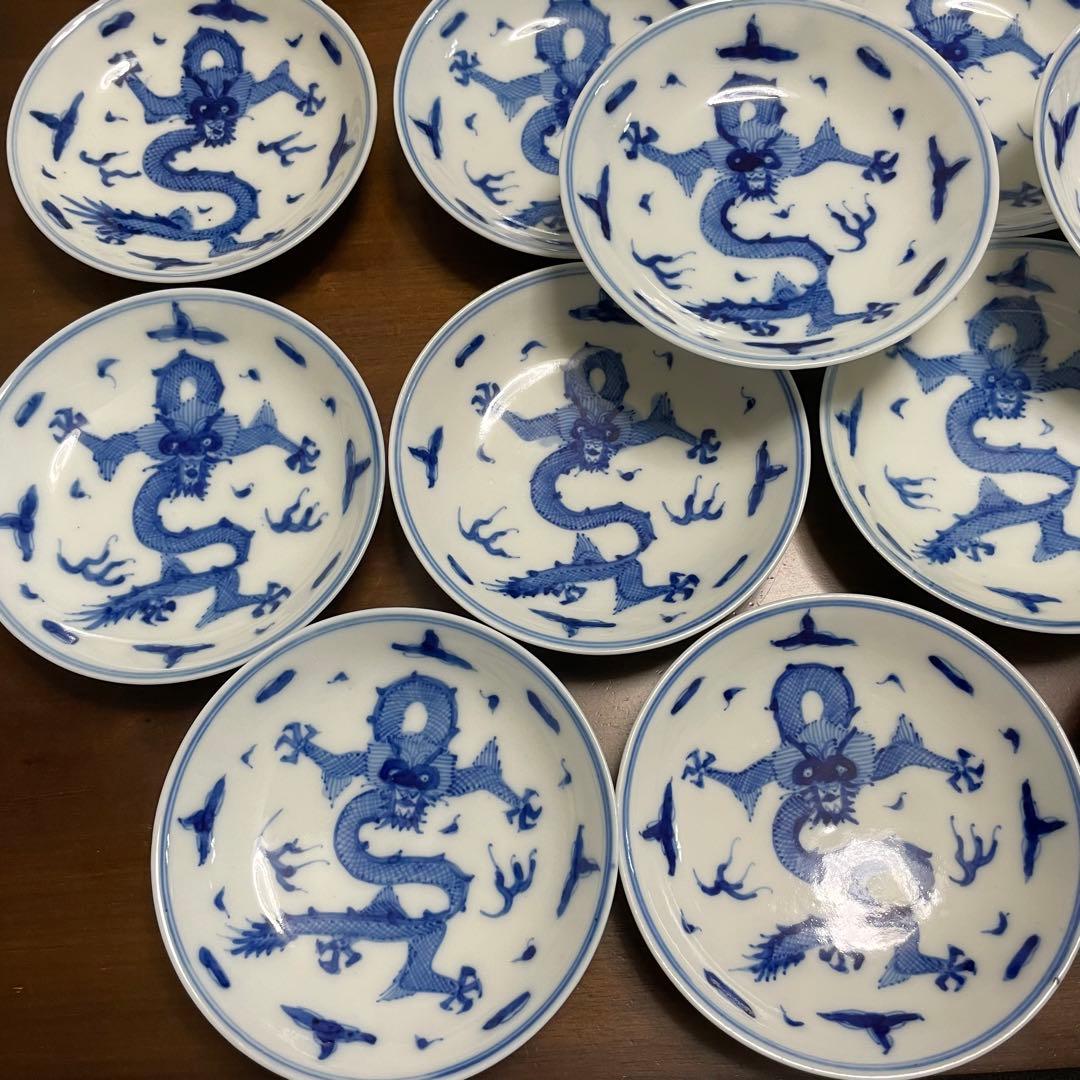 古伊万里　龍　小皿　17枚＋ワレカケ訳あり3枚　20枚セット