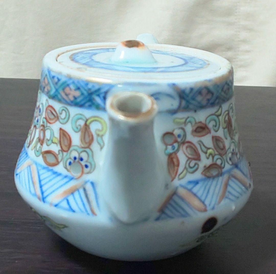 唐物 大清乾隆年製 光緒年製 銘有 款 青花 透蛍手 着彩 中華美玉 急須