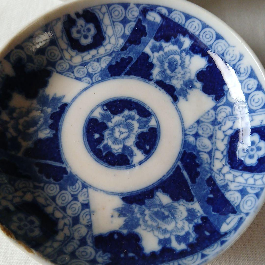 アンティーク皿 青い花柄皿 14枚セット 直径13cm