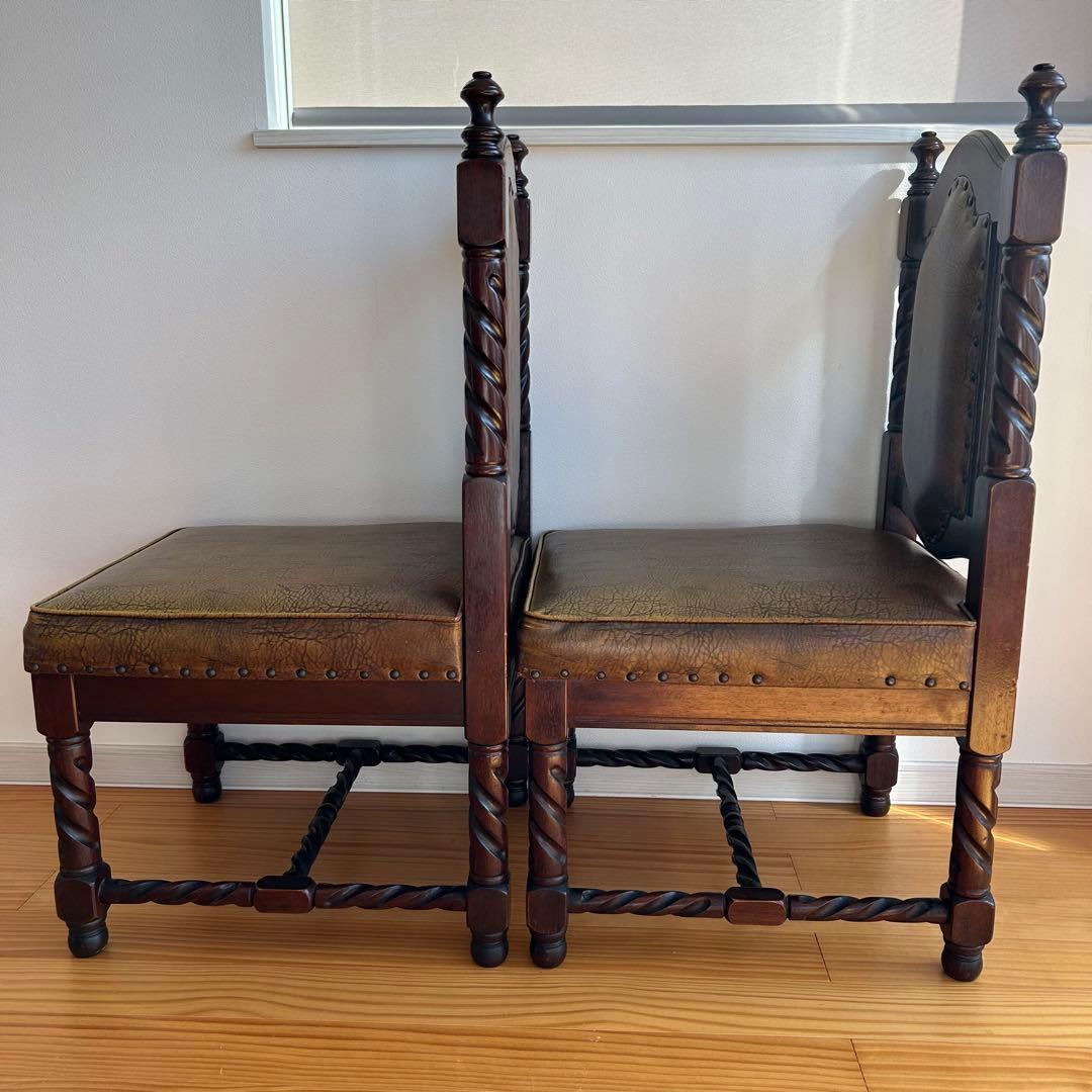 光製作所 Hikari アンティーク 高級ダイニングチェア 木製チェア　2脚