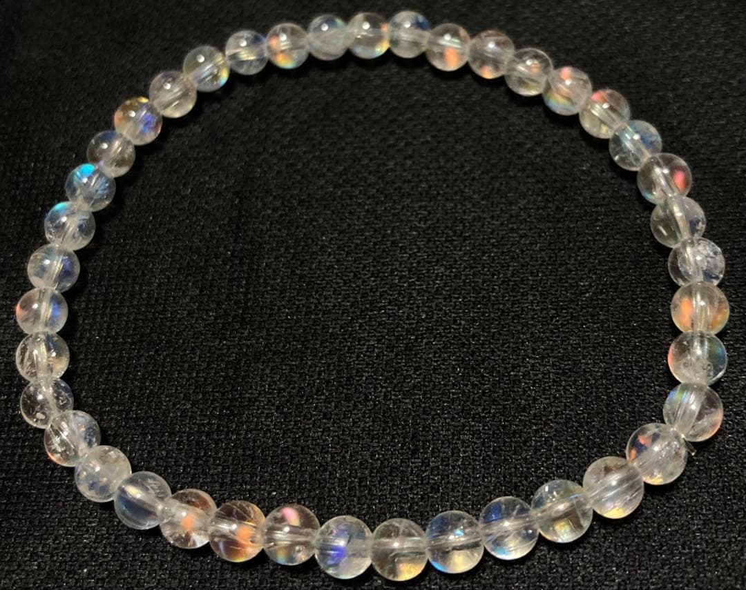 天然石　５A レインボームーンストーン　ホワイトラブラドライト　ブレスレット