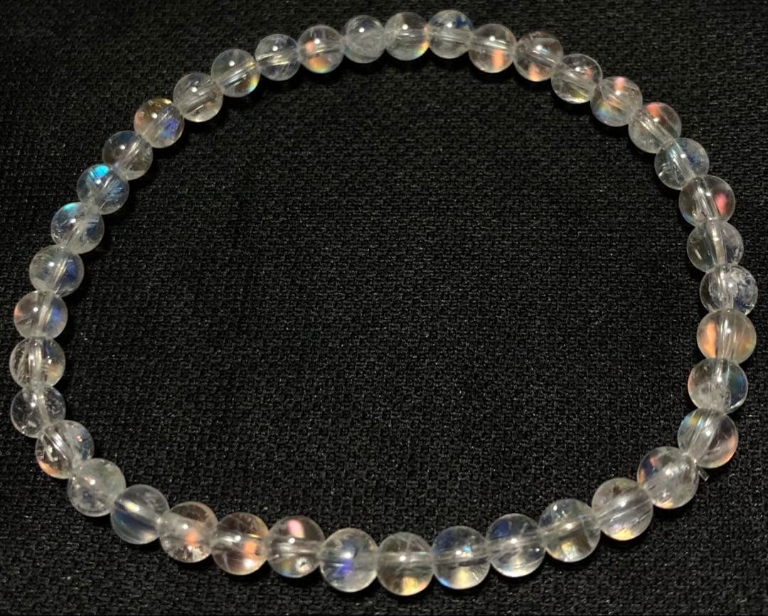 天然石　５A レインボームーンストーン　ホワイトラブラドライト　ブレスレット