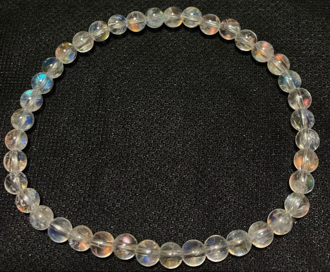 天然石　５A レインボームーンストーン　ホワイトラブラドライト　ブレスレット