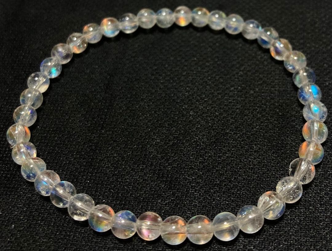 天然石　５A レインボームーンストーン　ホワイトラブラドライト　ブレスレット