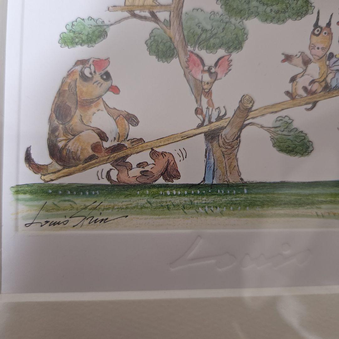 【美品】Louis Hin 動物イラスト 約30cm x 30cm