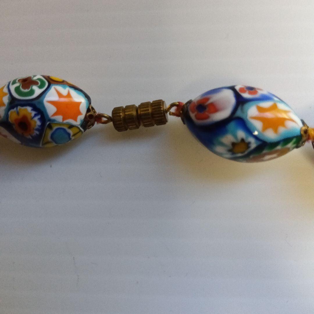 ベネチアン　ガラス　ミルフィオリ　ビーズネックレス