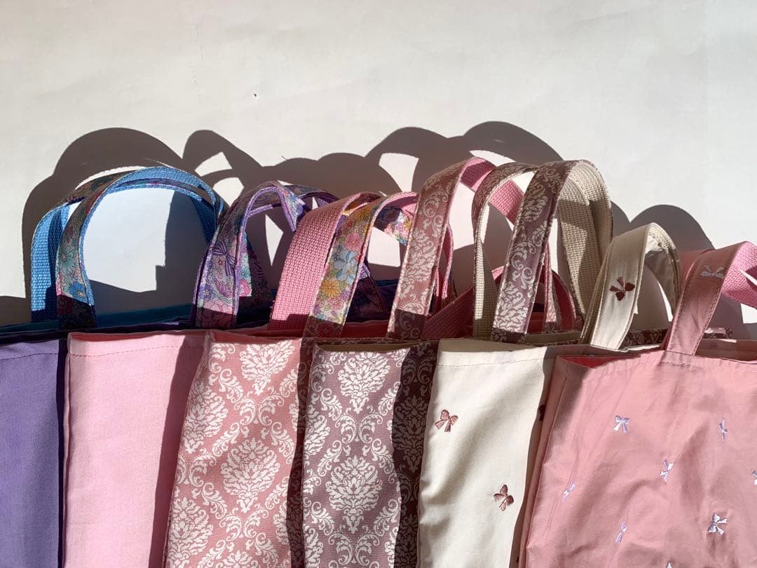 5点セット　花柄ピンク　レッスンバッグ　上履き　体操服　巾着　お弁当　オーダー