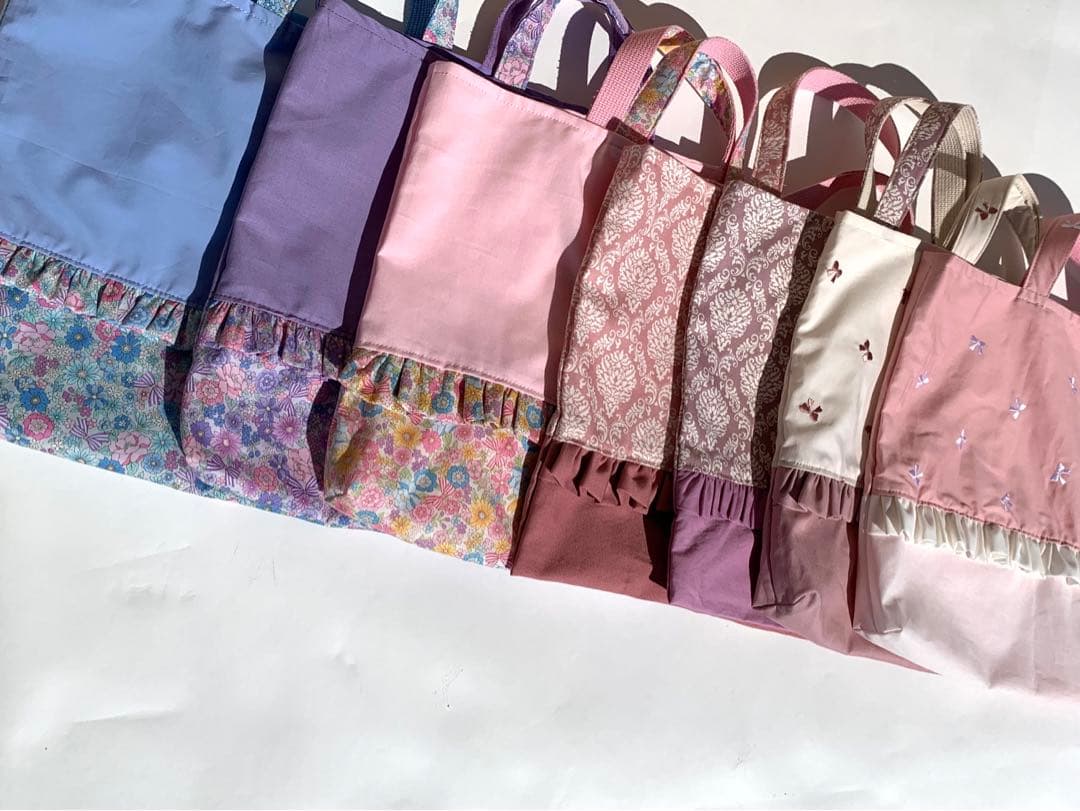 5点セット　花柄ピンク　レッスンバッグ　上履き　体操服　巾着　お弁当　オーダー