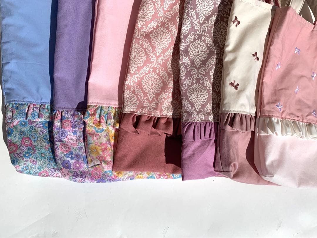 5点セット　花柄ピンク　レッスンバッグ　上履き　体操服　巾着　お弁当　オーダー