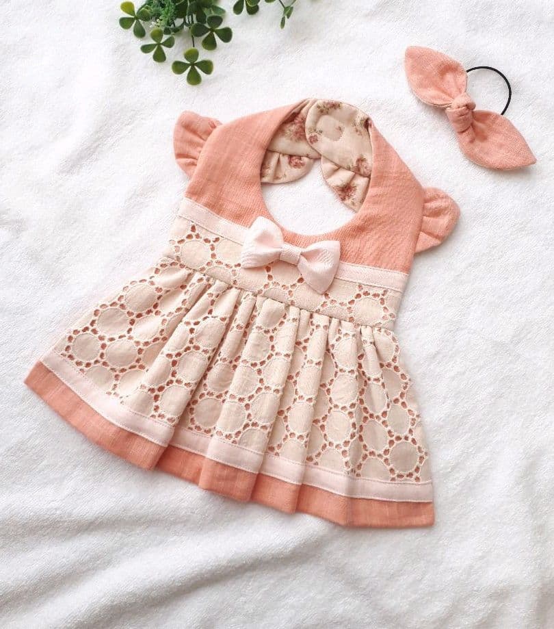 サークルレースのワンピーススタイ(サーモンピンク)