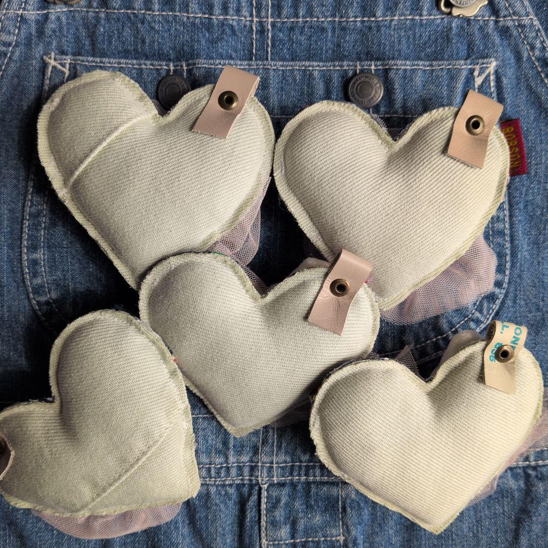 f.デニム ハート♡ チャーム うさちゃん　薔薇 チュールレース【5個セット】